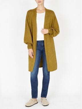 IrelandsEye 100% Virgin Wool Raven Jersey Cardigan Sweater Khaki XL NWOT